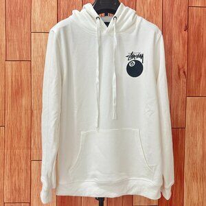 Stüssy White Hoodie with 8-Ball Graphic
